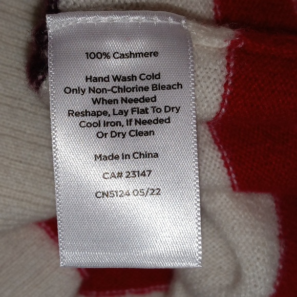 🆕Talbots Cashmere Crewneck Pullover Striped Sweater in Cream, Pink, Red Size XS - Picture 6 of 8